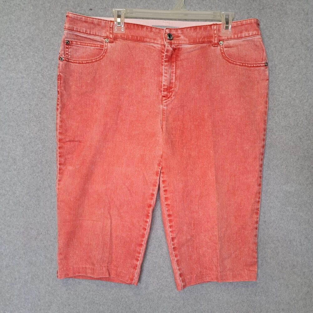 Chico's Platinum Denim Women's Large 2.5 Bermuda Shorts Short Capris Orange